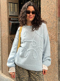 Wenkouban Fashion Casual Pullovers For Women Solid Color Round Neck Long Sleeve Knitted Sweater Loose Female 2024 Autunn Winter New