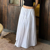 Wenkouban-2000s Retro Tie Up Waist Elastic Drawstring Skirts Fairycore Y2K Vintage Loose A-Line Skirt Women Boho Beach Holiday Streetwear
