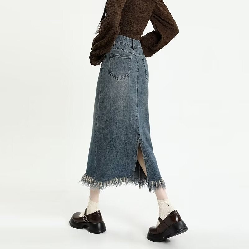 Wenkouban New Japanese Fashion INS Mid Skirt Art Simple And Lazy Temperament Trend Versatile Natural Waist Skirt For Women