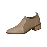 Wenkouban Autumn New Soft Work Shoes,Women Mid Heels,Stretch,Pointed Toe,Slip On British Style