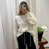 Wenkouban Fashion Casual Pullovers For Women Solid Color Round Neck Long Sleeve Knitted Sweater Loose Female 2024 Autunn Winter New