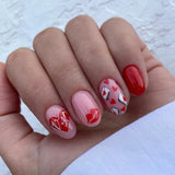 Wenkouban-24pcs Red Glitter Fake Nails Almond Christmas Valentine's Day French Ballet Nail Press on False Nails Waterproof Faux Fingernail