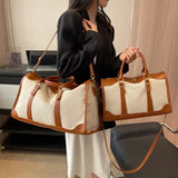 Wenkouban-Women Travel Storage Handbag Vintage Fitness Luggage Bag Single Shoulder Crossbody Bag Large Nylon PU Leather Bag 2024 Handbags