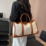 Wenkouban-Women Travel Storage Handbag Vintage Fitness Luggage Bag Single Shoulder Crossbody Bag Large Nylon PU Leather Bag 2024 Handbags