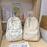 Wenkouban-Fashion Large Capacity Women Backpack Waterproof Nylon School Bag Tulip Floral Travel Rucksack Students