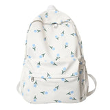 Wenkouban-Fashion Large Capacity Women Backpack Waterproof Nylon School Bag Tulip Floral Travel Rucksack Students
