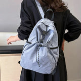 Wenkouban-Junior High School Student Schoolbag Women 2024 New Backpack Cloth Bag Casual Fashion Pleat High-Grade Backpack Women