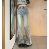Wenkouban Small Design With Straps And Mini Slacks, Retro High Waist Jeans For Female Xia Spicy Girls, Slim Straight Bell Pants, Autumn