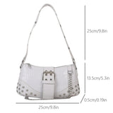 Wenkouban-Women Fashion Shoulder Bag Gothic Ladies Bag Cool Style Trendy Rock Girls Handbag Y2K Rivet Chain for Travel Vacation Daily