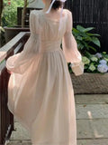 Wenkouban-Christmas Outfit New Year's Eve Dress party look inspos Spring Summer Women Fashion Elegant Casual Midi Party Dress Vintage A-Line Solid Chic Prom Wedding Vestidos Female Clothes Robe