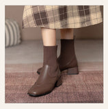 Wenkouban Autumn Winter New Ankle Socks Shoes Women Fashion Large Size  Knitted Short Boots Women Slip On High Heels