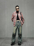 Wenkouban High Street Niche Design Wide Leg Washed Jeans For Men And Women, Straight Tube Loose Fitting Retro Pants, Trendy Women's Jeans