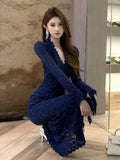 Wenkouban-Christmas Outfit New Year's Eve Dress party look inspos Sexy V-Neck Womens Dresses Elegant Long Sleeves Bodycon Mermaid Evening Party Long Dress Autumn Fashion Vestidos Female Clothing