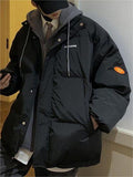 Wenkouban-Vintage Oversize Mock Zweiteilige Puffer Jacke mit Hoodie- Streetwear y2k outfits Fall Outfits Christmas Thanksgiving Gift New Year's Eve