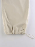 Wenkouban-Light colored baggy parachute cargo pants with drawstring and low waist- Streetwear y2k outfits Fall Outfits Christmas Thanksgiving Gift New Year's Eve