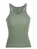 Wenkouban-Solid Color Basic Ribbed Knitted Tank Top Women Summer Vintage Sleeveless Camis 90s Cool Girls Streetwear Green Soft Tees