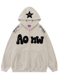 Wenkouban-Oversize Hoodie mit Y2K Flockdruck- Streetwear y2k outfits Fall Outfits Christmas Thanksgiving Gift New Year's Eve