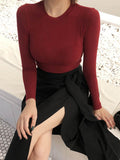 Wenkouban-Thin T Shirt Women Cotton Long Sleeve Top T-Shirts Korean Style Slim Elastic Woman Clothes Tee Shirt Spring Camisetas De Mujer
