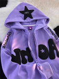 Wenkouban-Oversize Hoodie mit Y2K Flockdruck- Streetwear y2k outfits Fall Outfits Christmas Thanksgiving Gift New Year's Eve