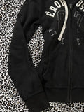 Wenkouban-American Gothic Letter Print Retro Fur Collar Black Zipper Hoodie Y2K Millennial Hot Girl Slim Warm Harajuku Street Casual Top