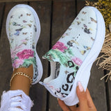 Wenkouban - White Casual Patchwork Printing Round Mesh Breathable Comfortable Out Door Shoes