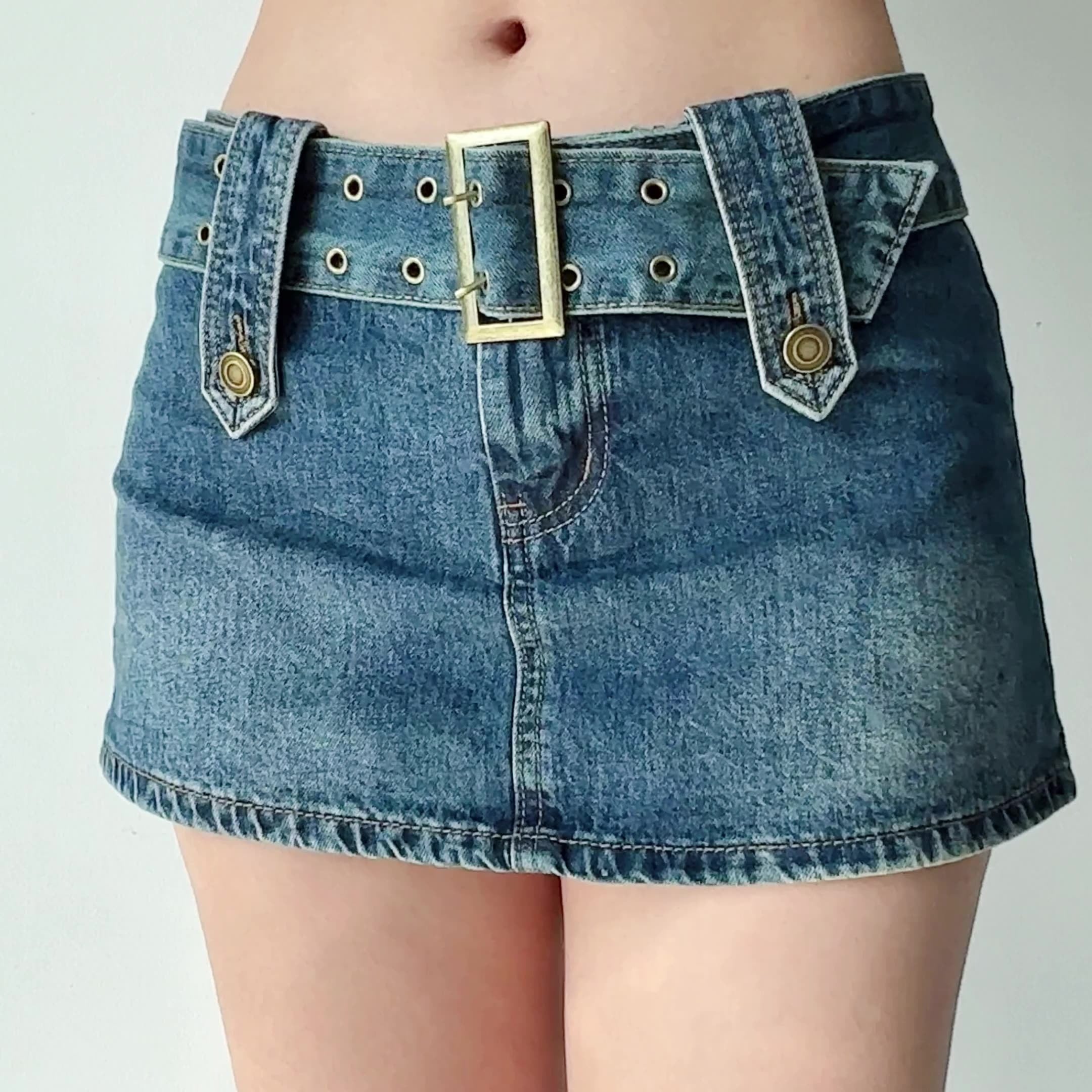 Wenkouban - Hot Girl Denim Mini Skirt