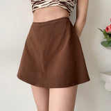 Wenkouban - Timeless Retro Brown Skirt ~ HANDMADE