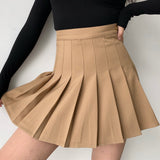Wenkouban - Khaki Tennis Skirt ~ HANDMADE