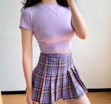 Wenkouban - Eva Plaid Tennis Skirt // Purple