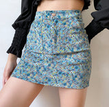 Wenkouban - Jessa Floral Corduroy Skirt
