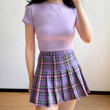 Wenkouban - Eva Plaid Tennis Skirt // Purple