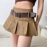 Wenkouban - Y2K Corduroy Pleated Mini Skirt