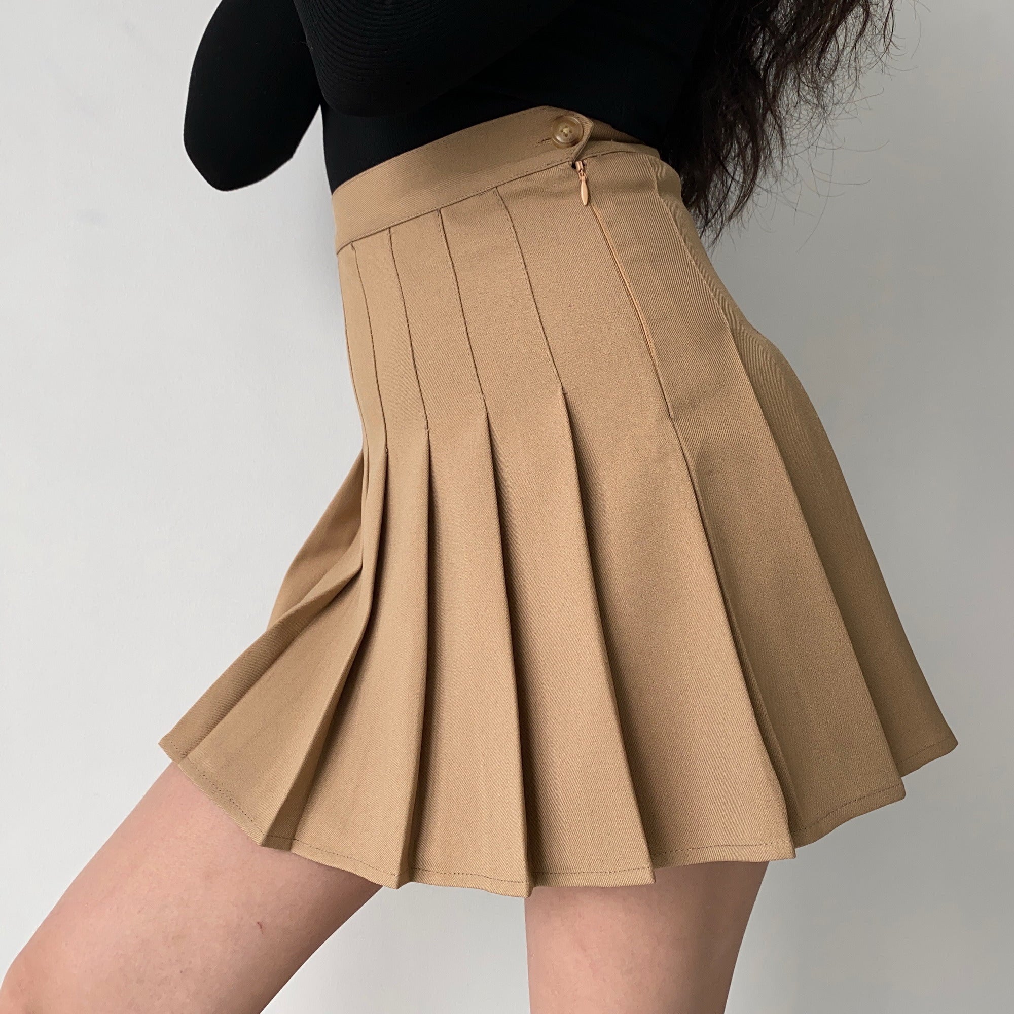 Wenkouban - Khaki Tennis Skirt ~ HANDMADE