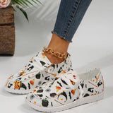 Wenkouban - White Casual Patchwork Printing Round Comfortable Out Door Shoes