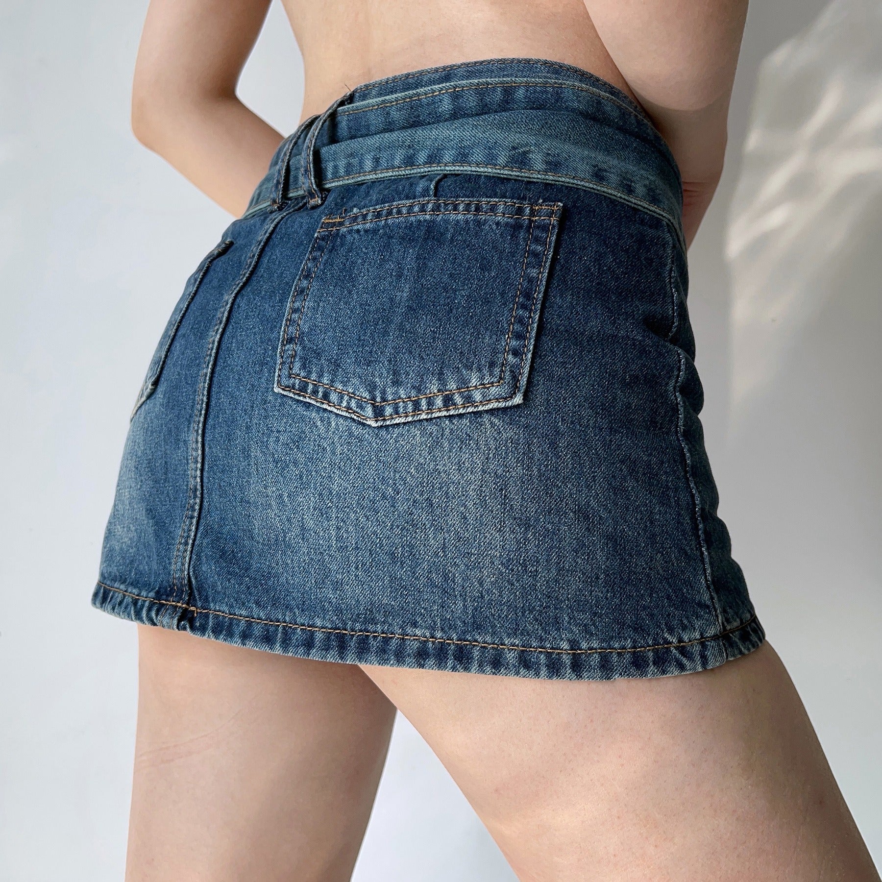 Wenkouban - Hot Girl Denim Mini Skirt