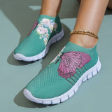 Wenkouban - Cyan Casual Patchwork Printing Round Comfortable Shoes
