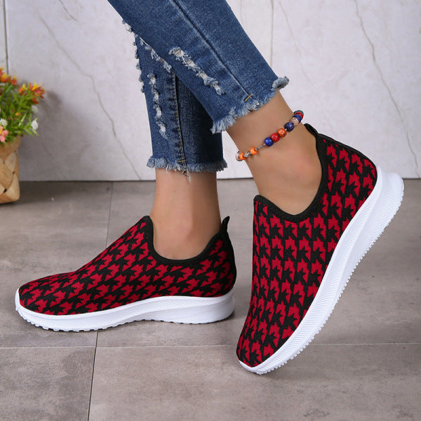 Wenkouban - Red Casual Patchwork Round Comfortable Shoes