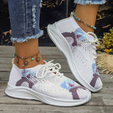 Wenkouban - White Casual Sportswear Daily Frenulum Printing Round Mesh Breathable Comfortable Out Door Shoes