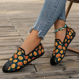 Wenkouban - Halloween Cream White Casual Patchwork Printing Round Comfortable Flats Shoes