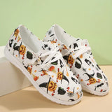 Wenkouban - White Casual Patchwork Printing Round Comfortable Out Door Shoes