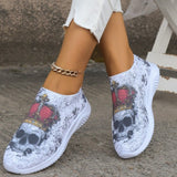 Wenkouban - Halloween White Casual Patchwork Printing Round Comfortable Shoes