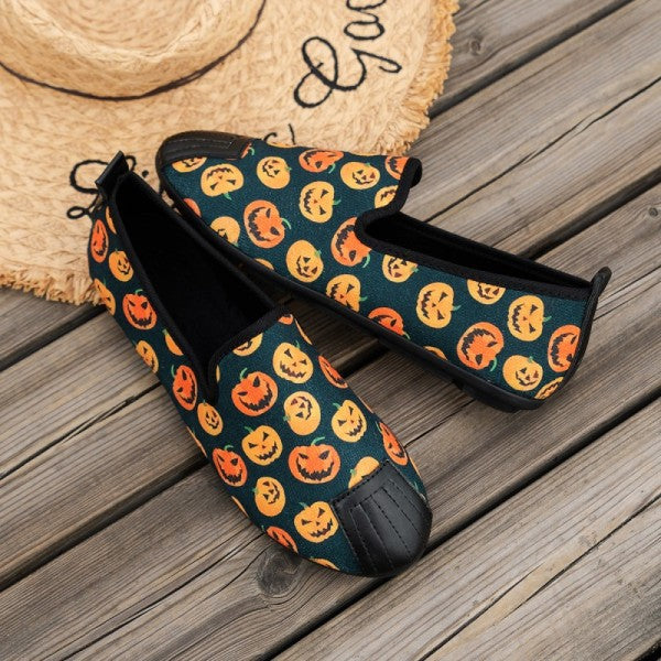 Wenkouban - Halloween Cream White Casual Patchwork Printing Round Comfortable Flats Shoes