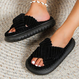 Wenkouban - Black Casual Patchwork Solid Color Round Comfortable Shoes