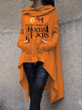 Wenkouban Halloween Costume Halloween Witch Hoodies Y2K Fashion Printed Irregular Hem Oversize Female Long Sleeve Hooded Cloak Pullover Women's Sweatshirt