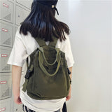 Wenkouban School Bag Student Shoulders Large Capacity Khaki Backpack Fashion Canvas Backpacks Female College Teen Computer Bag Mochila