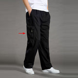 Wenkouban Mens Vintage Hip Hop Style Baggy Jeans Men's Casual Trousers Cotton Overalls Elastic Waist Full Len Multi-Pocket Plus Fertilizer Men's Clothing Big Size Cargo Pants