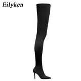 Wenkouban 2022 Thigh High Boots Over The Knee Elastic Stretch Boots Women Botas Mujer Sexy Knee High Heels Sock Boots New