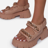 Wenkouban Women Summer Sandals Multicolor Snakeskin Platform Open Toe Shoes Height Hook & Loop High Heels Chain Zapatos Sandalias De Mujer