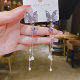 Wenkouban Fashion Stars Tassel Dangle Earrings for Women 2022 New Korean Gold Color Metal Punk Long Chains Crystal Earings Femme Jewelry