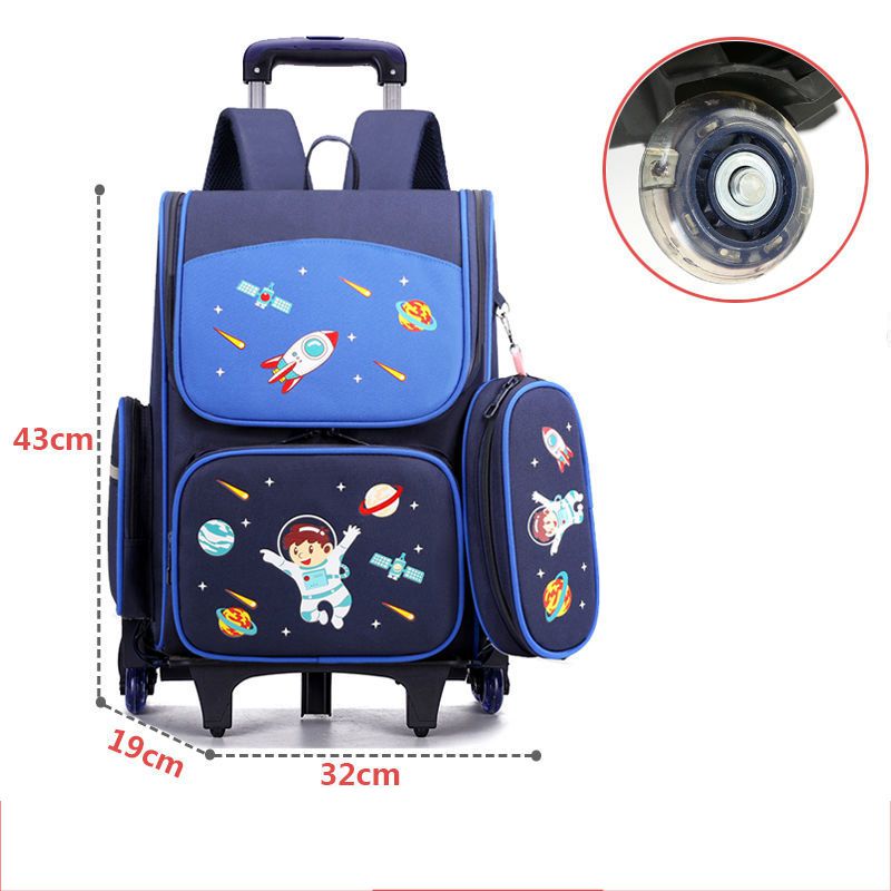 Wenkouban School Wheeled Backpack bag set for girls Trolley Bag with W